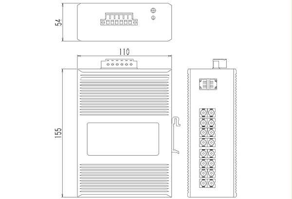 百兆8光2电ADC(卡轨式)-外形尺寸